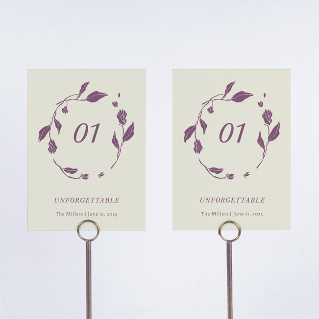 Stemming From Love Wedding Table Cards - Purple
