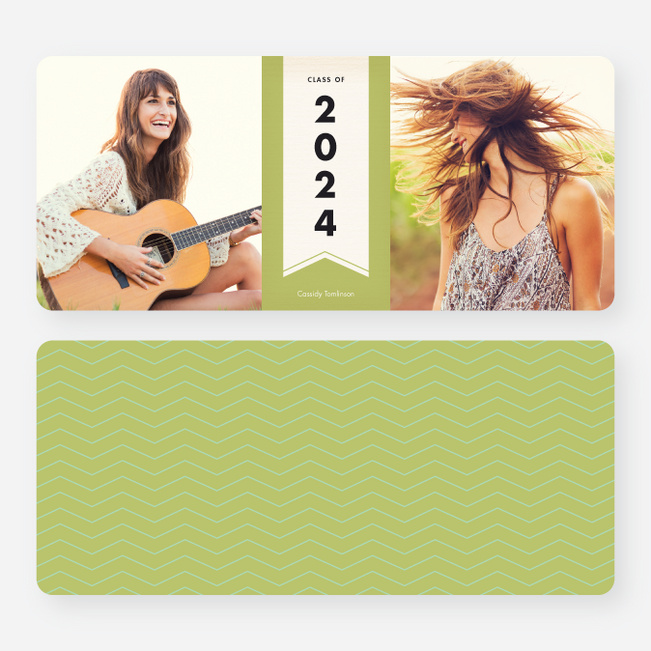 Chevron Graduation Announcements - Green