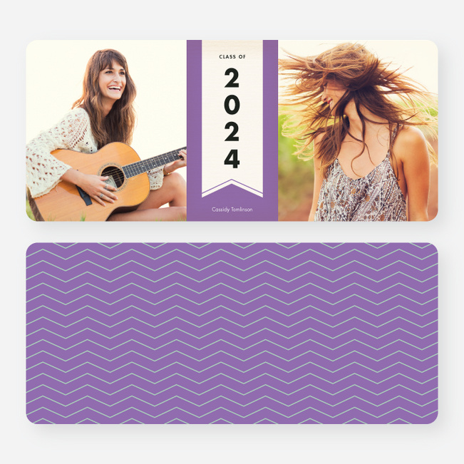 Chevron Graduation Announcements - Purple