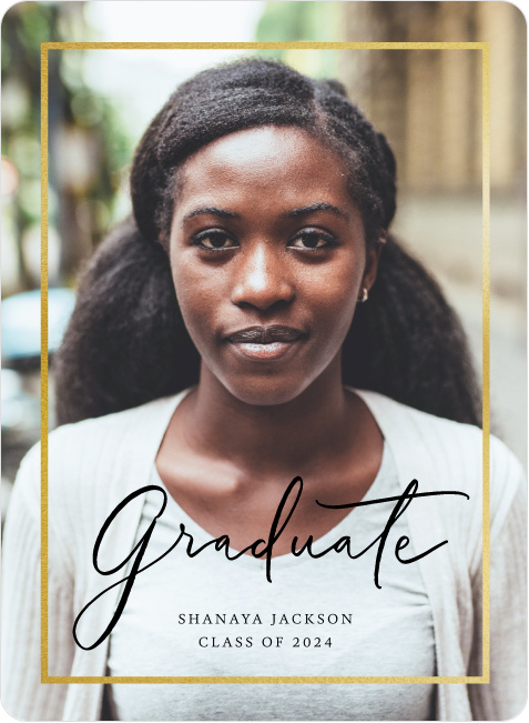 Foil Border Elegance Graduation Invitations | Paper Culture
