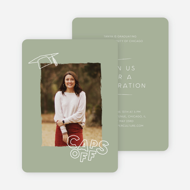 Beyond Caps & Gowns Graduation Announcements & Invitations - Green