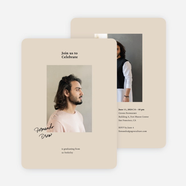 Bound for Brilliance Graduation Announcements & Invitations - Beige