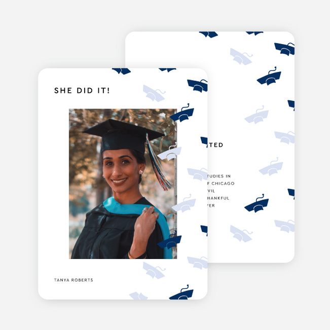 Caps in Flight Graduation Announcements & Invitations - Blue
