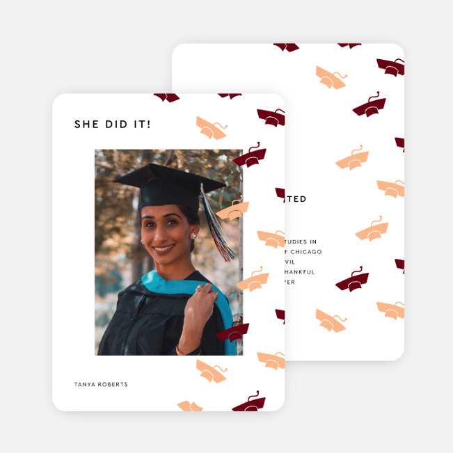 Caps in Flight Graduation Announcements & Invitations - Red