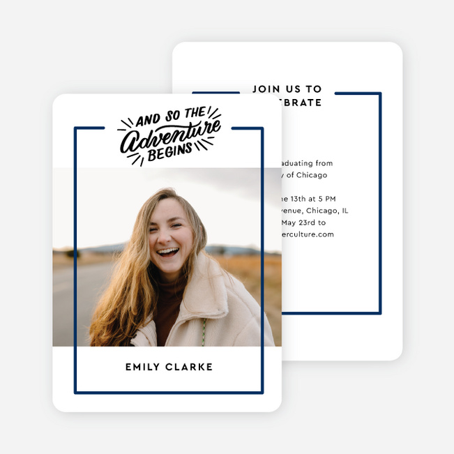 Commencing Adventures Graduation Announcements & Invitations - Blue
