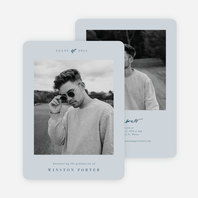 Emerging Scholar Graduation Announcements & Invitations - Blue