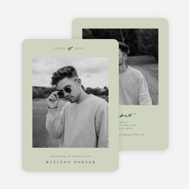 Emerging Scholar Graduation Announcements & Invitations - Green
