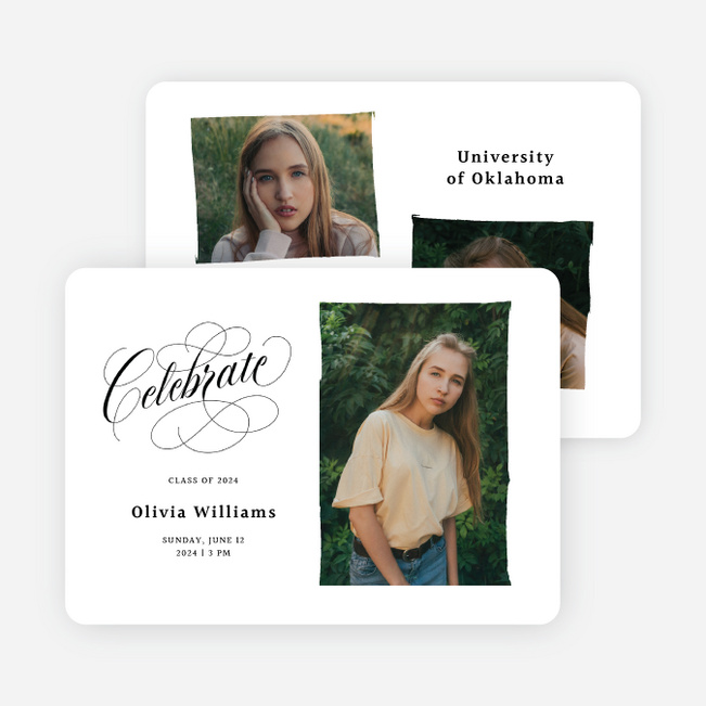Epic Flourish Graduation Announcements & Invitations - White