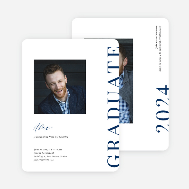 Front Page Achievement Graduation Announcements & Invitations - Blue