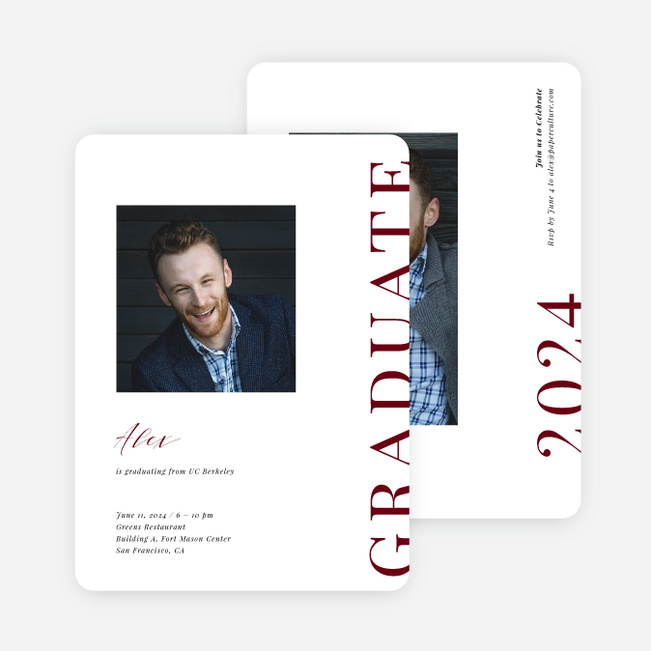 Front Page Achievement Graduation Announcements & Invitations - Red