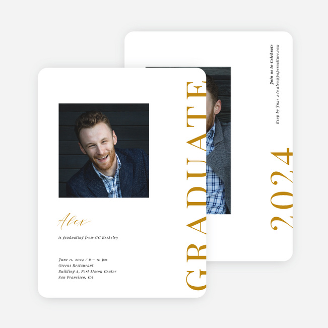 Front Page Achievement Graduation Announcements & Invitations - Yellow