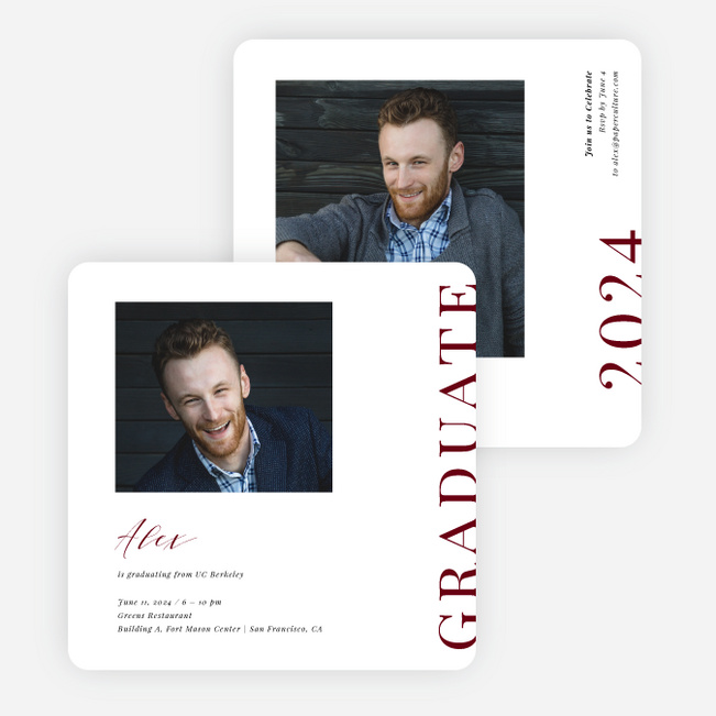 Front Page Achievement Graduation Announcements & Invitations - Red