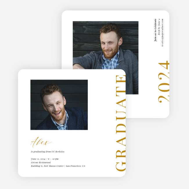 Front Page Achievement Graduation Announcements & Invitations - Yellow