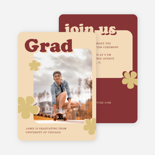 Nostalgic Blooms Graduation Announcements & Invitations - Yellow