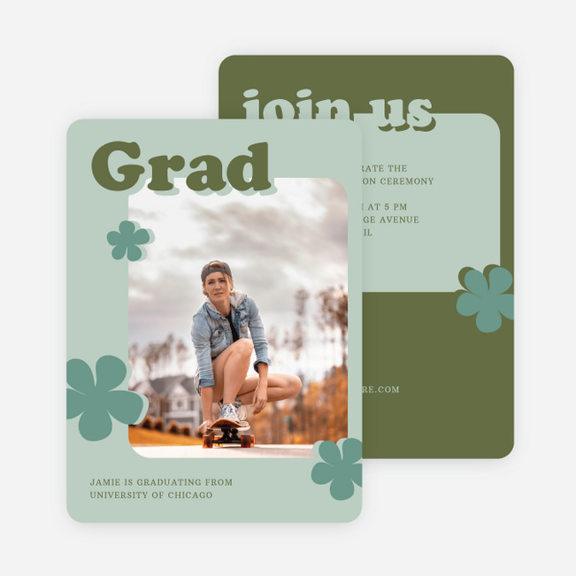 Nostalgic Blooms Graduation Announcements & Invitations - Green