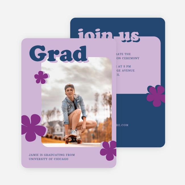 Nostalgic Blooms Graduation Announcements & Invitations - Purple