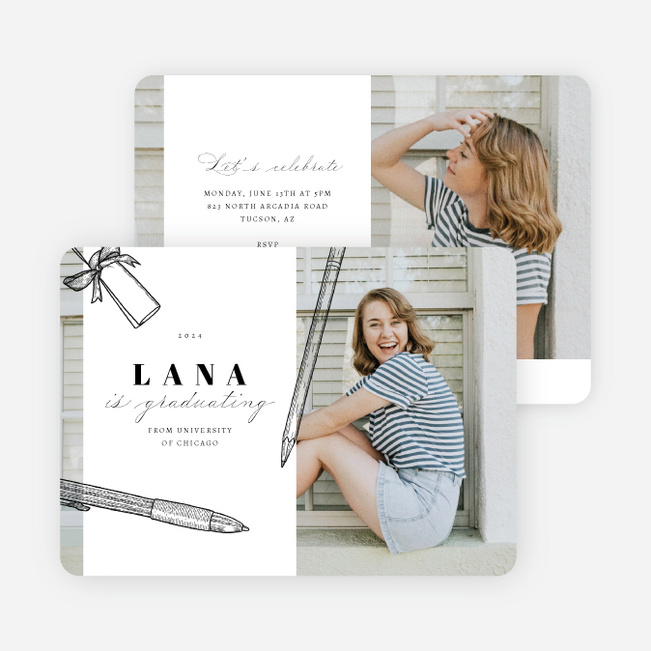 Pen & Parchment Graduation Announcements & Invitations - White