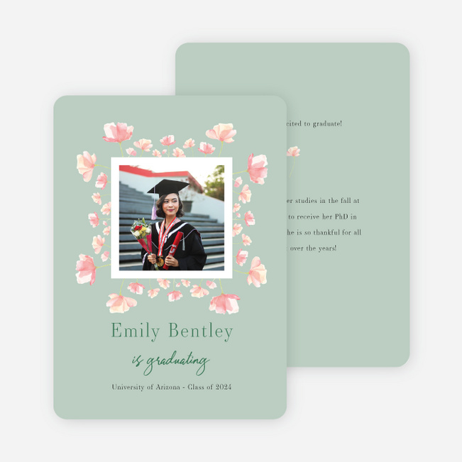 Petals of Wisdom Graduation Announcements & Invitations - Green