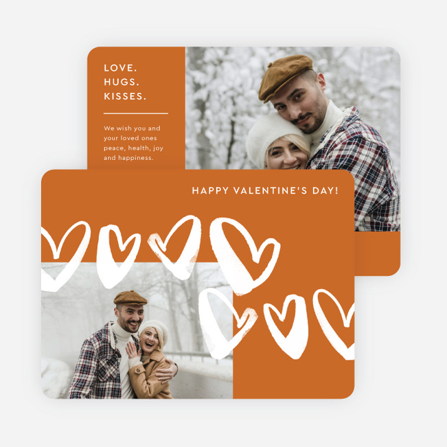 Floating Hearts Valentine’s Day Cards - Orange