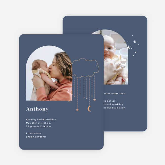 The Moon & The Stars Baby Birth Announcements - Pink