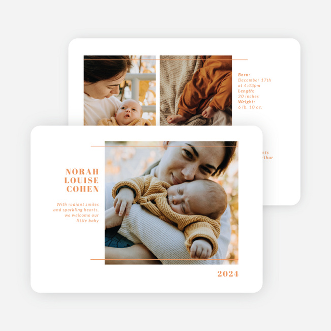 Our Newest Addition Baby Birth Announcements - Orange