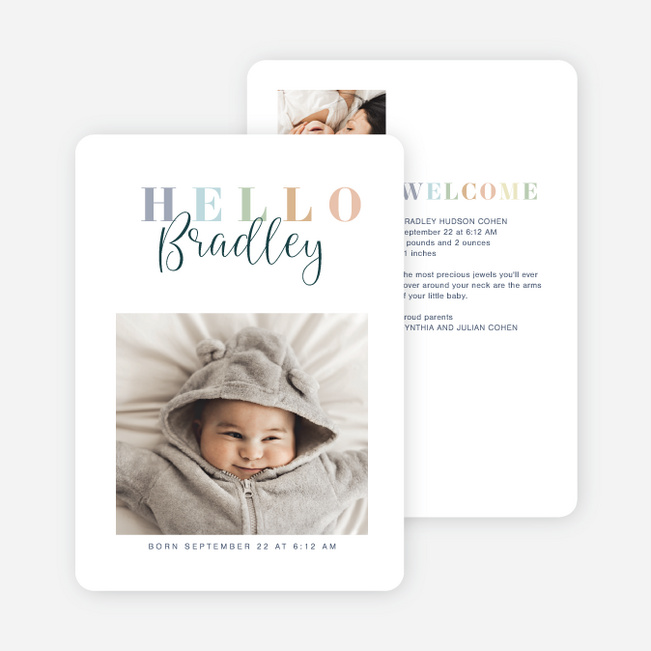 Pastel Welcome Baby Birth Announcements - Multi