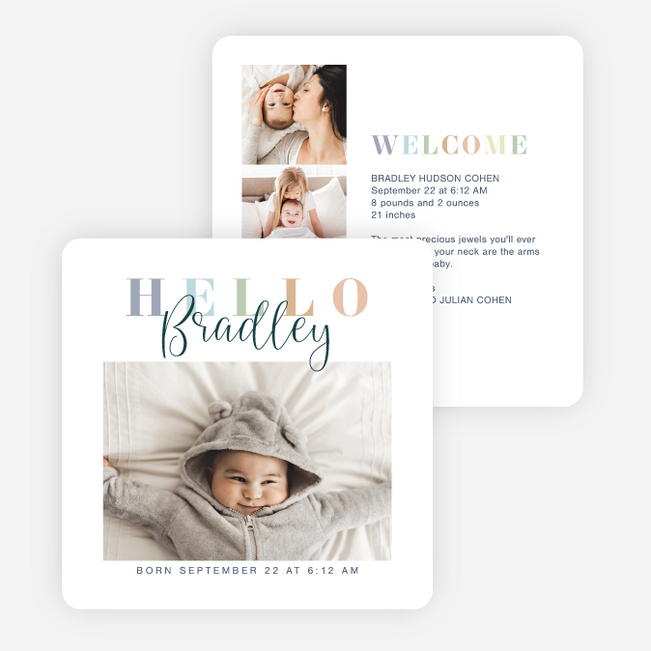 Pastel Welcome Baby Birth Announcements - Multi