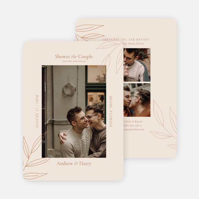 Stenciled Accent Bridal Shower Invitations - Brown