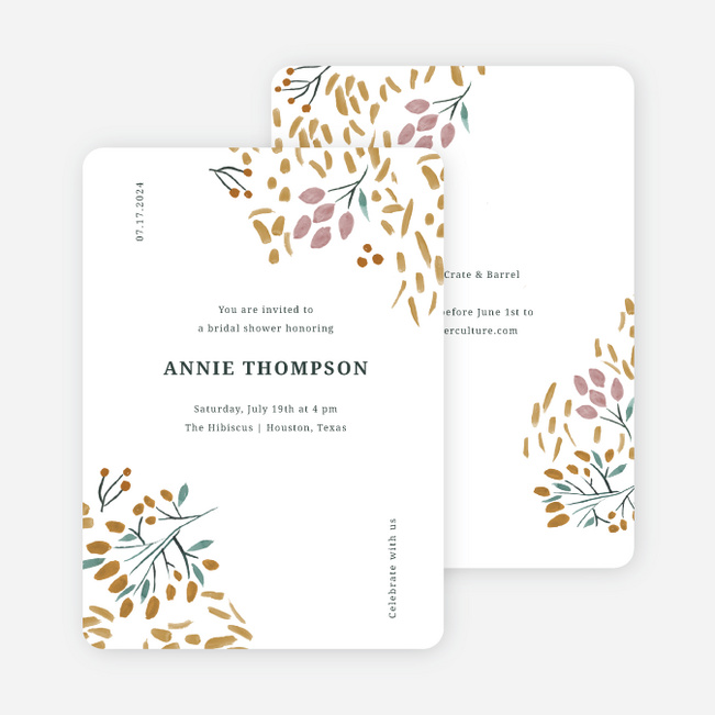 Wildflower Beige Bridal Shower Invitations - White