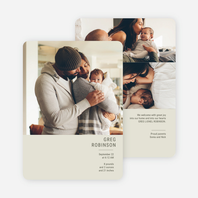 Bold Introduction Baby Birth Announcements - Gray