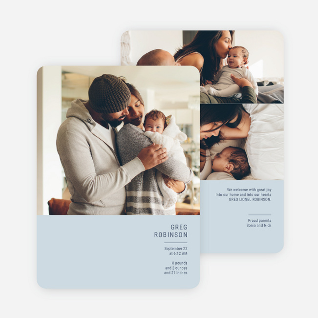Bold Introduction Baby Birth Announcements - Blue