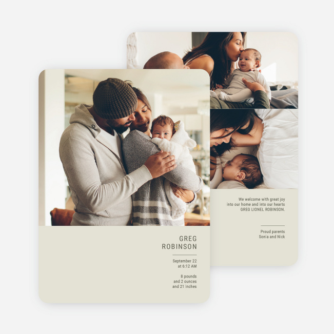 Bold Introduction Baby Birth Announcements - Gray