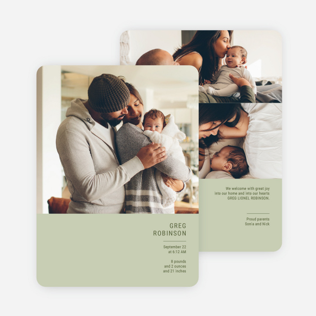 Bold Introduction Baby Birth Announcements - Green
