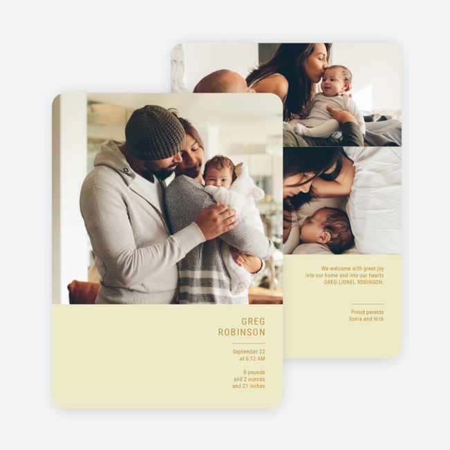 Bold Introduction Baby Birth Announcements - Yellow