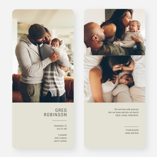 Bold Introduction Baby Birth Announcements - Gray