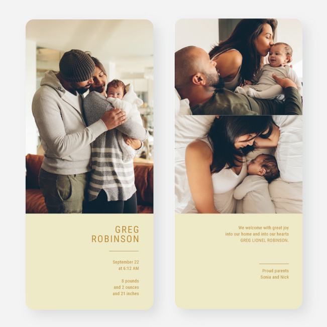 Bold Introduction Baby Birth Announcements - Yellow
