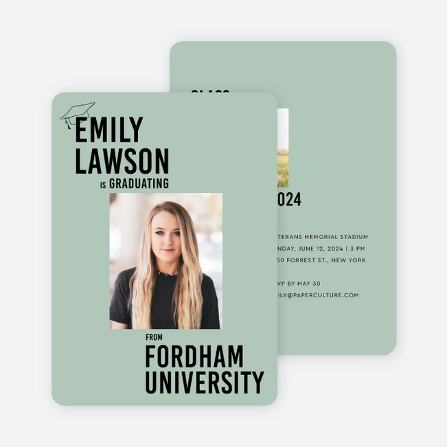 Epic Narrative Graduation Announcements & Invitations - Green