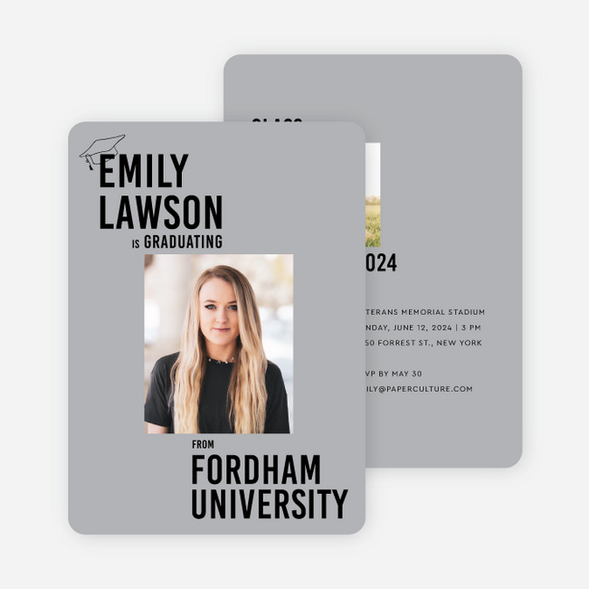 Epic Narrative Graduation Announcements & Invitations - Gray