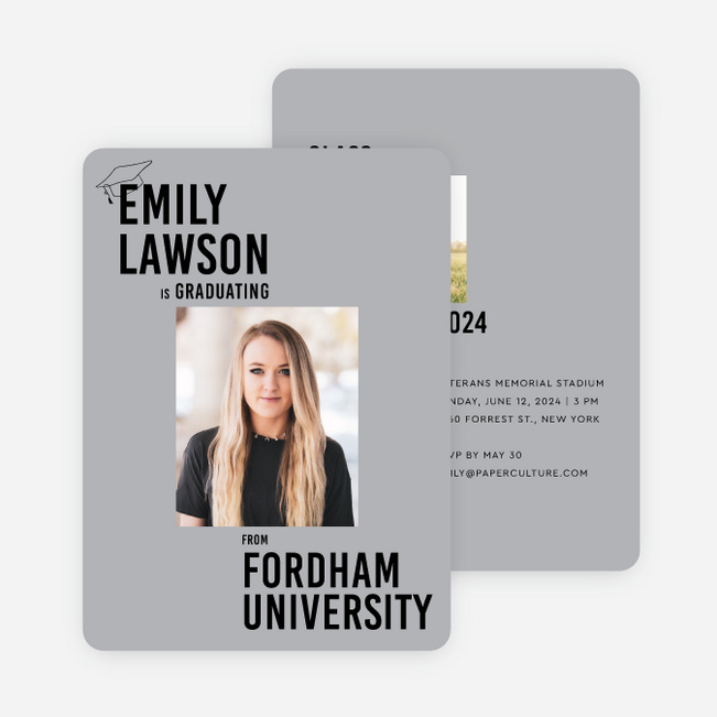 Epic Narrative Graduation Announcements & Invitations - Gray