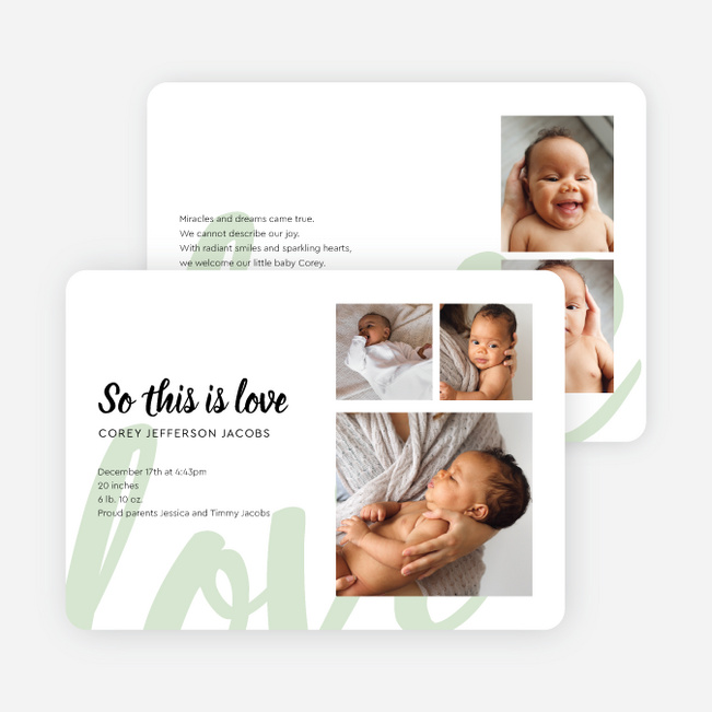 Loving Shadow Baby Birth Announcements - Green