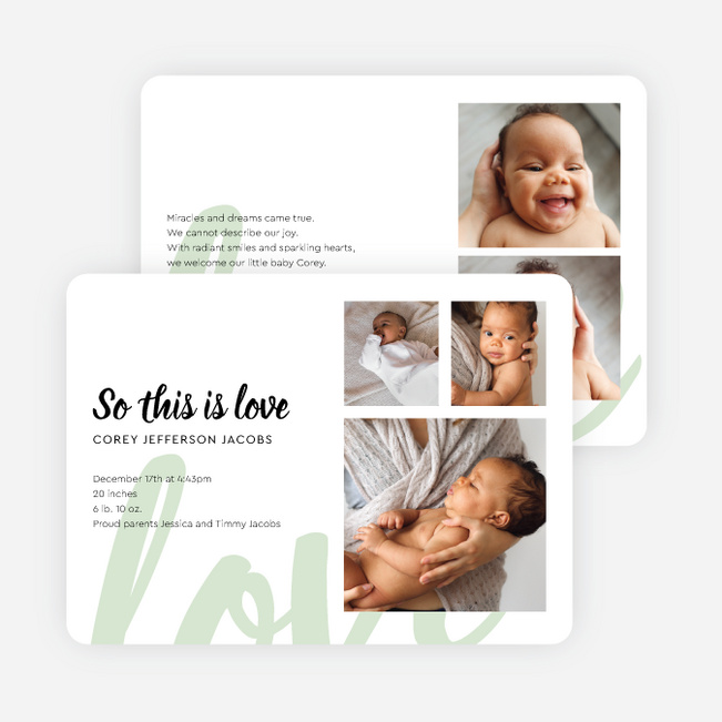 Loving Shadow Baby Birth Announcements - Green