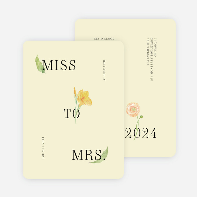 Spring Blossom Bridal Shower Invitations - Yellow