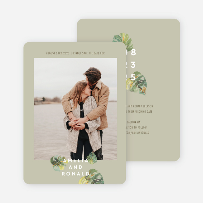 Tropical Palms Save the Date Cards - Green