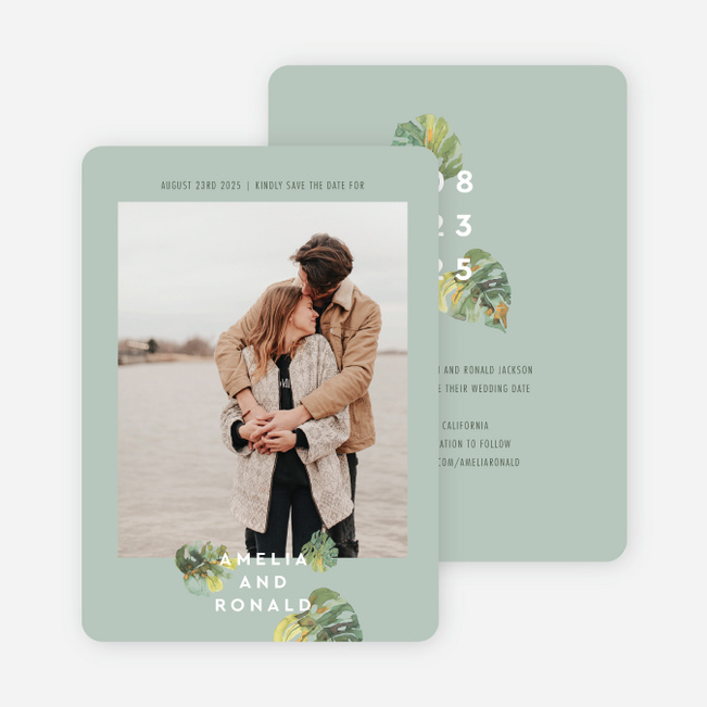 Tropical Palms Save the Date Cards - Green
