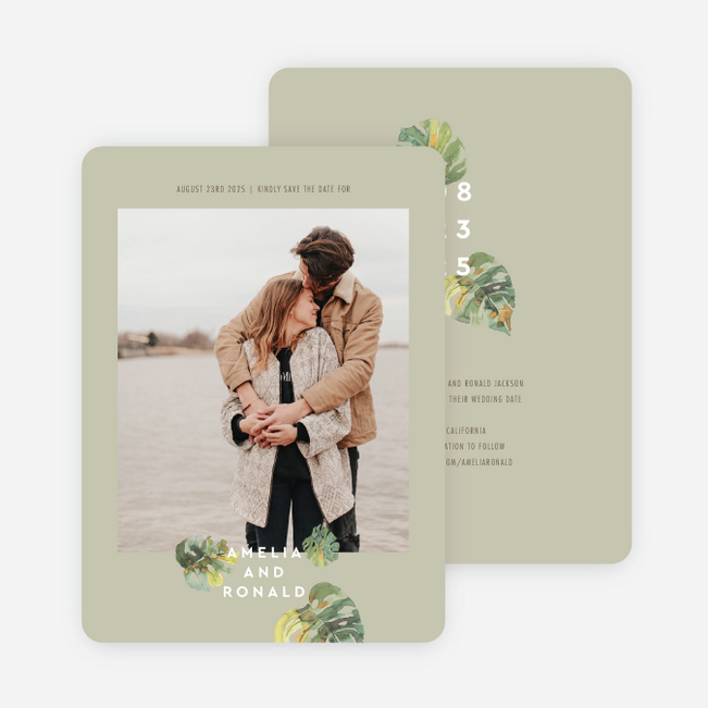 Tropical Palms Save the Date Cards - Green