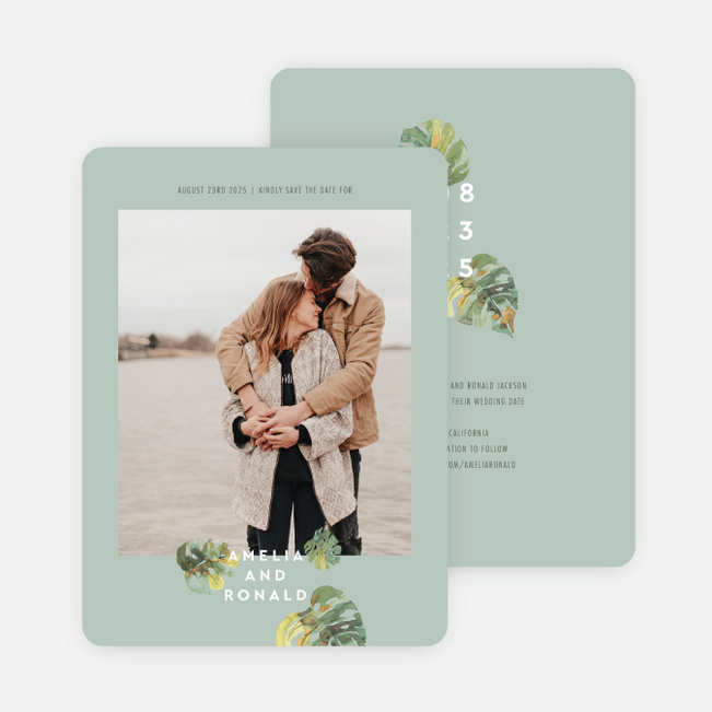 Tropical Palms Save the Date Cards - Green