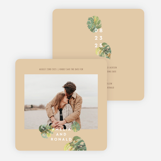 Tropical Palms Save the Date Cards - Beige