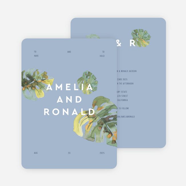 Tropical Palms Wedding Invitations - Blue