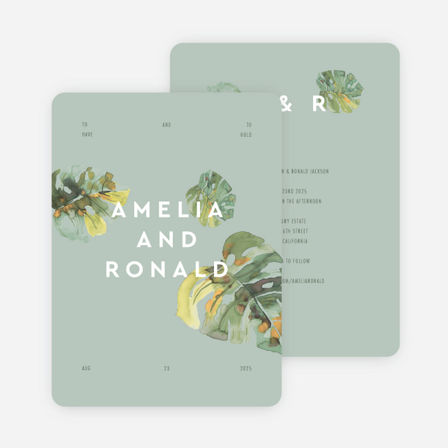 Tropical Palms Wedding Invitations - Green