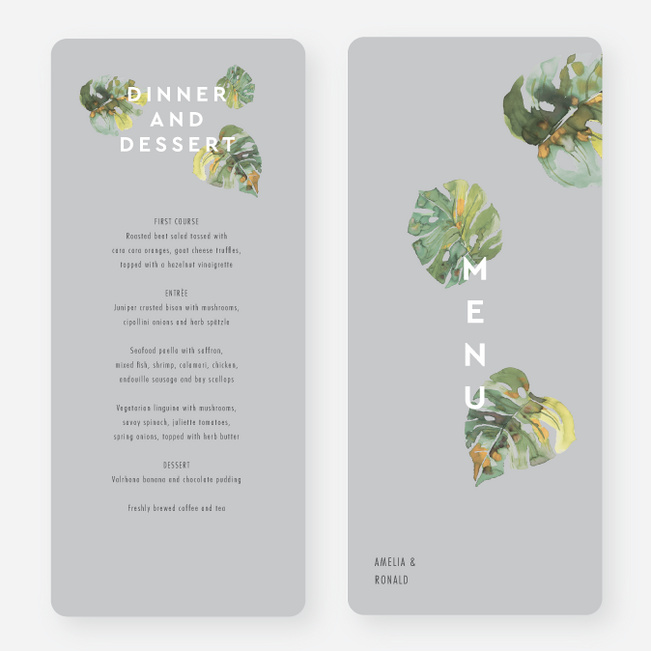 Tropical Palms Wedding Menus - Gray